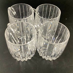 Set Of 4 Mikasa Crystal Park Lane Coffee Mugs Handled Mug Clear Cups